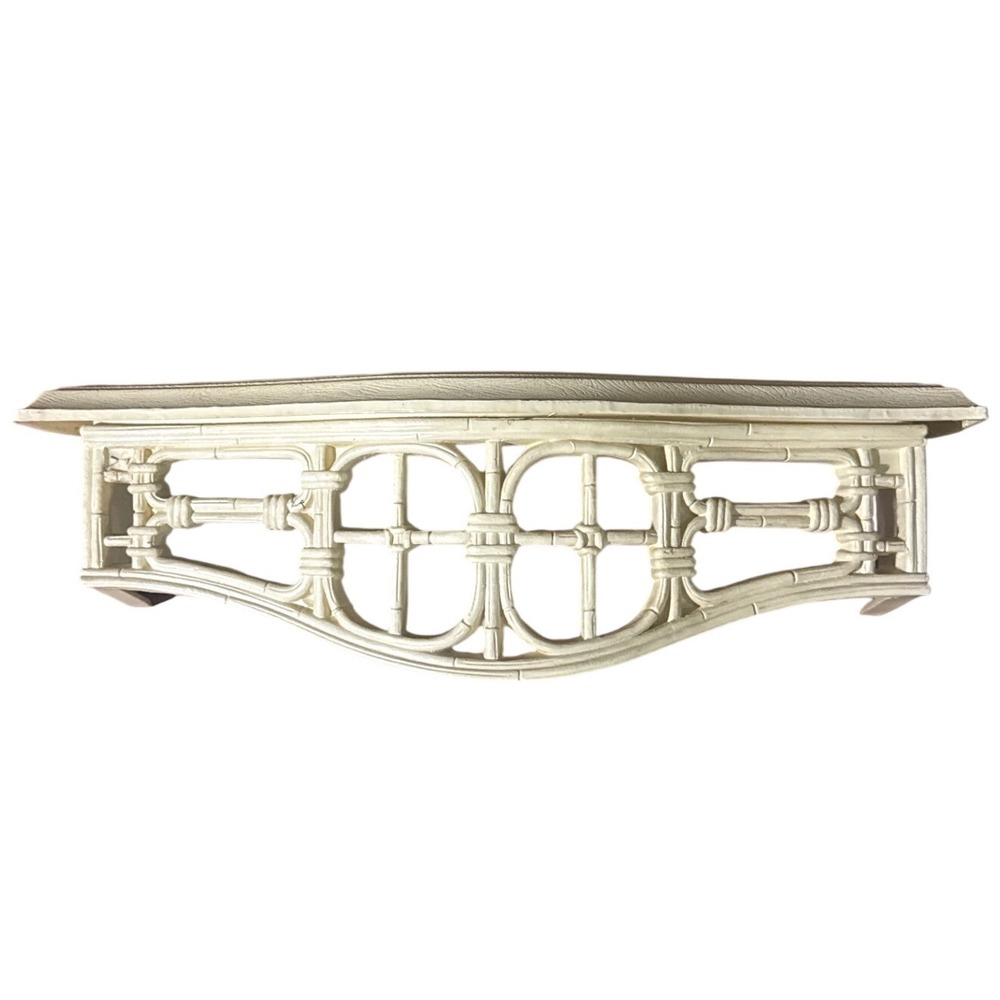 Vintage Faux Bamboo Hollywood Regency Floating Wall Shelf Cream  Decor